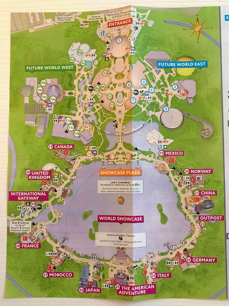 Epcot map at Disney World